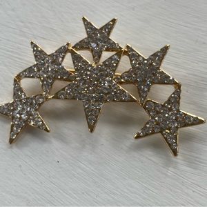 Gold Star with Rhinestones Brooch
